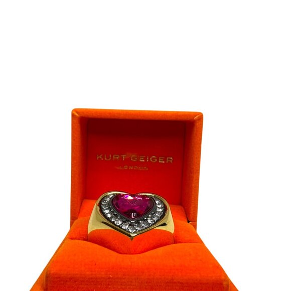 Kurt Geiger Crystal Heart Halo Cocktail Ring (NIB) - Picture 2 of 6
